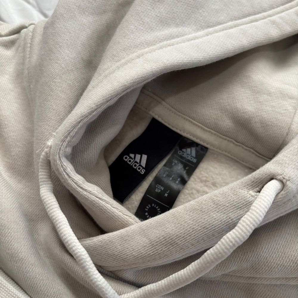 Adidas Beige Oversized Pullover Hoodie Size S - Picture 3 of 6